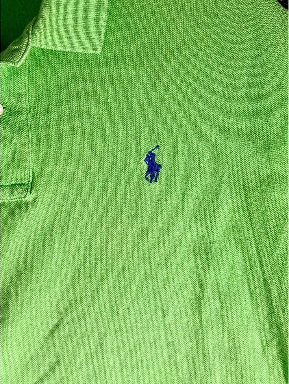Polo Ralph Lauren Men’s Large Lime Green Classic Mesh Polo Shirt Blue Pony